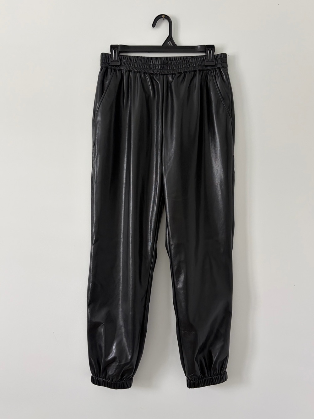 Johnny Was Workshop Black Vegan Leather High Rise Jogger Pants NWOT Small